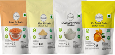 Farmhook Masoor Dal Multani Mitti Kaolin Clay Wild Kasturi Turmeric Powder For Face &Skin(400 g)