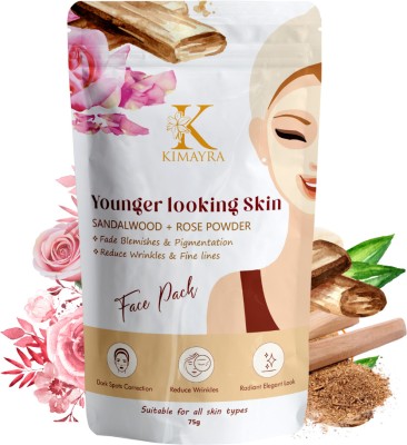 Kimayra World Sandalwood+Rose Face Pack Powder Help In Skin Cleansing, Lightening & Glowing(75 g)