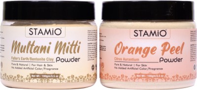 STAMIO Multani Mitti Powder 100gm and OrangePeel Powder 100gm Combo Face Pack(Set of 2)(200 g)