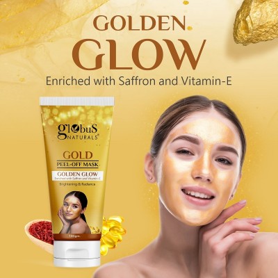 Globus Naturals Golden Glow Peel Off Mask|Removes Blackhead|Anti-Aging|Lightening,Brightening(100 g)