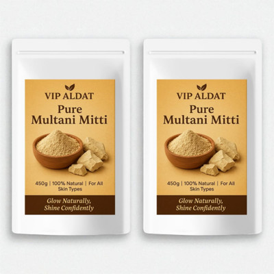 VIP ALDAT Pure Multani Mitti Natural Skin Bright Powder (450g × 2 = 900g)(900 g)