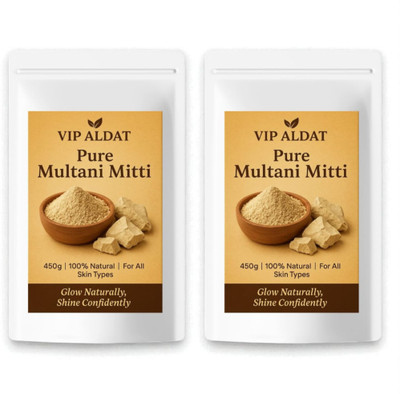 VIP ALDAT Multani Mitti Glow CrystalCare Herbal Brightness Boost Pack 2 (2×450g)(900 g)