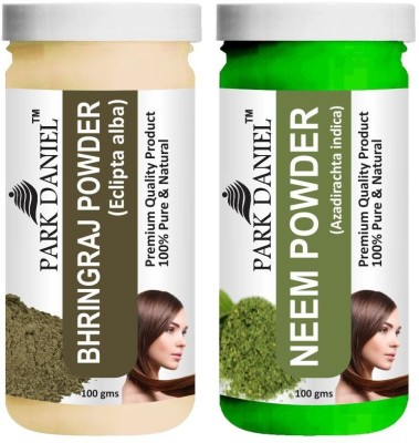 PARK DANIEL Premium Bhringraj Powder & Neem Powder Combo Pack of 2 Bottles of 100 gm (200 gm )(200 g)