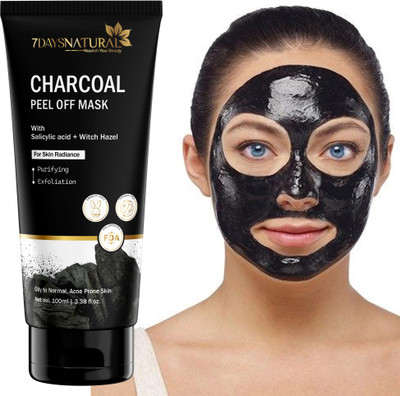 7days natural Activated Charcoal Peel Off Mask for Dark Spot Acne Black head face mask(100 g)