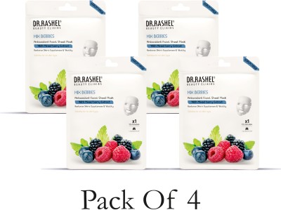 Dr.Rashel MIX BERRIES SHEET MASK SERUM RESTORES SKIN'S SUPLLENESS & VITALITY (PACK OF 4)(80 g)