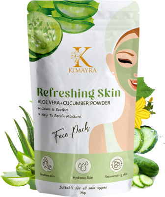 KIMAYRA Aloe Vera +Cucumber Face Pack Powder For Refreshing Glow Skin |Hydrates, Soothes(75 g)