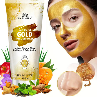 INTIMIFY Gold Peel Off Mask | Contains 24K Gold | Reduces Blackheads, Fine Lines(50 g)