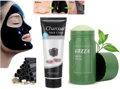 ADJD Anti Blackhead Remover Charcoal Face Mask Cream & Green Tea Purifying Clay(170 ml)