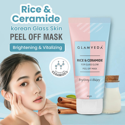 GLAMVEDA Korean Rice & Ceramide Glass Skin Peel off Mask For Instant Brightening Skin(60 g)