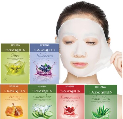 rorec MASK QUEEN Beauty Skin Radiance & Glow Facial Sheet Mask Combo Pack Of 6 (120ml)(120 ml)