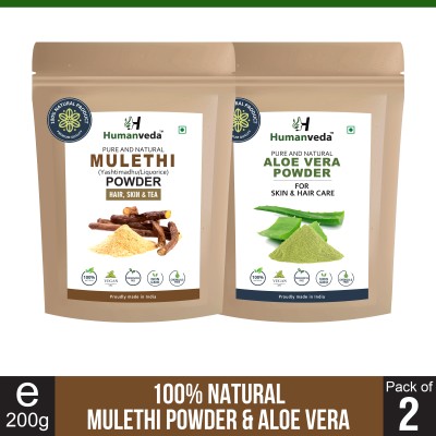 Humanveda Natural Mulethi and Aloe Vera Powder for Skin Care & Hair Care (100 x 2 = 200g)(200 g)