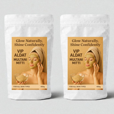 VIP ALDAT Multani Mitti Herbal Balance Skin Glow Fresh Natural Radiance Pack 2 (2×450g)(900 g)