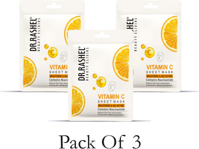 Dr. Rashel VITAMIN C SHEET MASK WITH SERUM CONTAINS NIACINAMIDE WHICH HELPS IN BRIGHTENING & AGE DEFYING(60 ml)