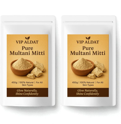 VIP ALDAT Multani Mitti Glow Nova Luxe Herbal Premium Skin Bright Pack 2 (2×450g)(900 g)