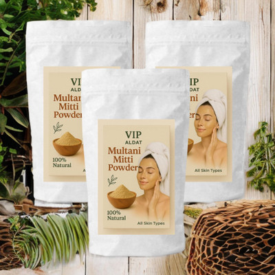VIP ALDAT Glow Pure Multani Mitti 3 Pack – Herbal Clay Power for Brightness(450 g)