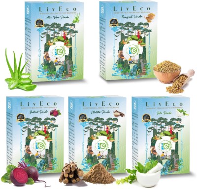 LivEco Aloe Vera Beetroot Mulethi Methi Tulsi Powder for Face Pack | Herbal Ubtan(250 g)