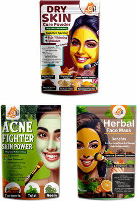 Ordershock Dry Cure, Acne Fighter & Herbal Face Mask Powder Combo Face Skin Care Powder(150 g)