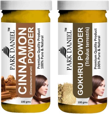 PARK DANIEL Premium Cinnamon Powder & Gokhru Powder Combo Pack of 2 Bottles of 100 gm (200 gm )(200 g)