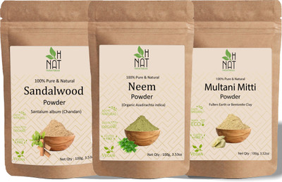H NAT Neem, Multani Mitti & Sandalwood Powder Glowing Skin & Healthy Hair Combo(300 g)