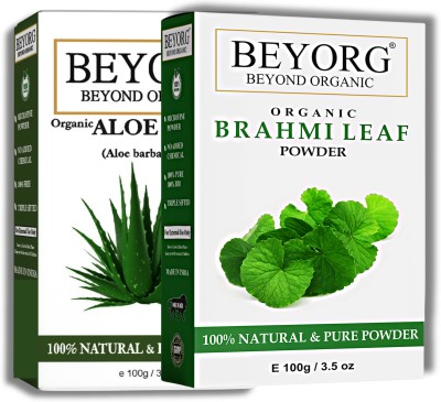 BEYORG Aloe vera Powder & Brahmi Powder For Conditioning & HealthyHair With NoChemicals(200 g)