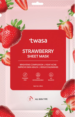 Twasa Strawberry Tan Removal Sheet Mask For Reduce Dark Spot, Acne & Blemishes(20 ml)