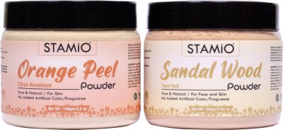 STAMIO Sandalwood Face Pack Powder 80gm and Orange Peel Powder 100gm Combo (Set of 2)(180 g)