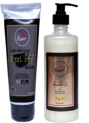 INDOPOWER BnN 228-CHARCOAL PEEL OFF MASK 100g. + ROOT ACTIVATOR SHAMPOO 500g.(2 Items in the set)