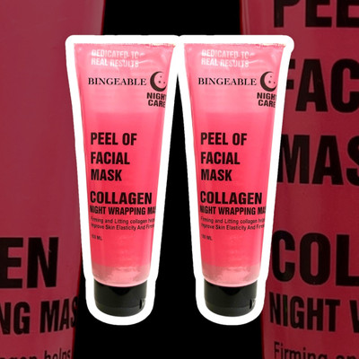 Bingeable Korean Collagen Mask Peel-Off 90ml (2 Pack) | Night Wrapping & Hydration(180 ml)