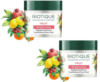 BIOTIQUE Fruit Brightening Depigmentation & Tan Removal Face Pack 75g Pack of 2(150 g)