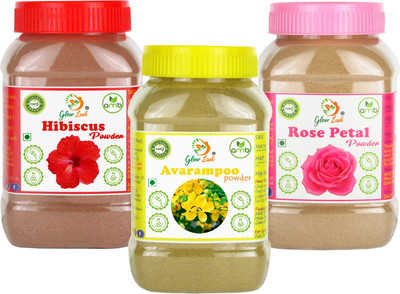 Glow Lush Avarampoo,Rose Petal and powder for Face Pack & Skin care (50gm Each)(150 g)