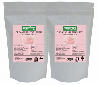Varitha Organic Multani Mitti Powder (Strawberry Flavor) For Face Pack - 200 Gram(200 g)