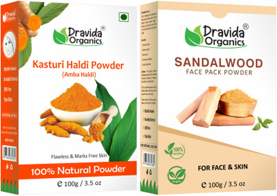 Dravida Organics Kasturi Haldi & Sandalwood Face Pack Powder Combo Set(200 g)