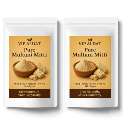 VIP ALDAT Multani Mitti Glow Velvet Charm Herbal Natural Glow Boost Pack 2 (2×450g)(900 g)