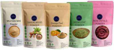 VEDICINE Multani Mitti Sandalwood (Chandan) Orange Peel Neem Leaf Rose Petals Powder for Face and Skin (40g each)(200 g)