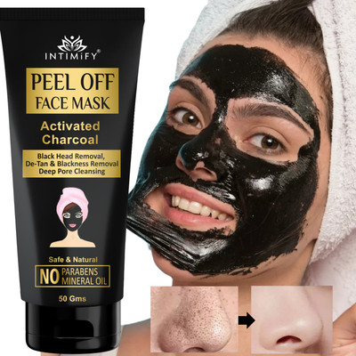 INTIMIFY Charcoal Peel Off Mask For Blackheads, No Parabens & Mineral Oils(50 g)
