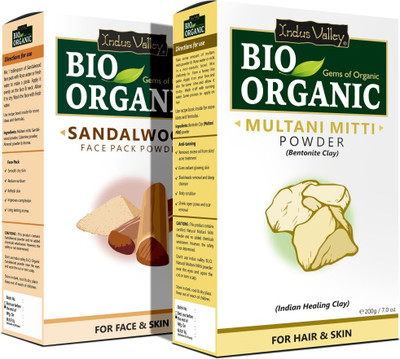 Indus Valley BIO Organic Multani Mitti & Sandalwood Face Pack Powder Combo Set(400 g)