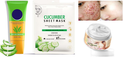 REIMICHI ANTI-ACNE THEROPY CREAM, SUNSCREEN AND CUCUMBER SHEET MASK COMBO(170 g)