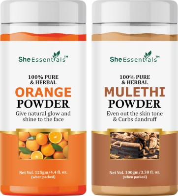 She Essentials Organic Mulethi Powder and Orange Peel Powder Combo Kit(200 g)