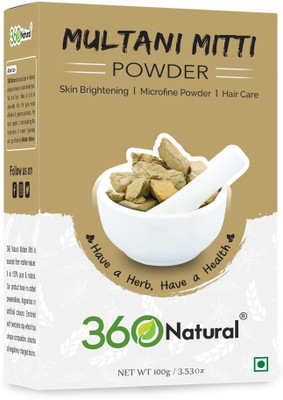 360 Natural Pure & Organic Multani Mitti Powder, Fuller's Earth for Face & Skin Care(100 g)