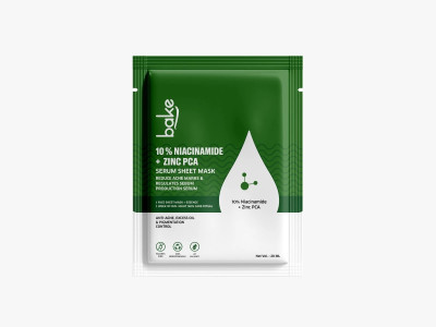 Bake Cosmetics Niacinamide Serum Sheet Mask with Zinc PCA Reduces Acne Marks, Dark Spots(20 g)