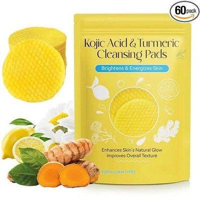 JEERZONE Kojic Acid & Turmeric Cleansing Pads – Brightening Exfoliator for Dark Spots(60 g)