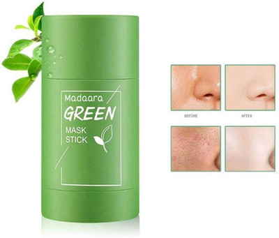 Madaara Green Tea Aloe Beauty Anti Acne & Pimples Purifying Tan Removal Oil Control Detoxifying BlackHead Removal Clay Face Pack Stick Mask for Glowing & Pimple Free Skin(40 g)