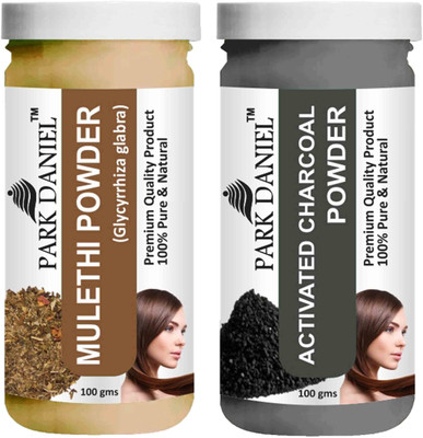 PARK DANIEL Premium Mulethi Powder & Activated Charcoal Powder Combo Pack of 2 Bottles of 100 gm (200 gm )(200 g)