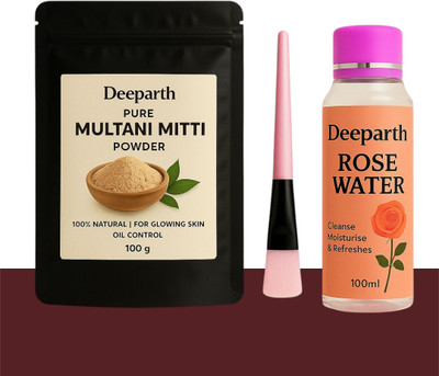Deeparth Multani Mitti Skin Care Combo with Rose Water and Brush for Women & Men(100 g)