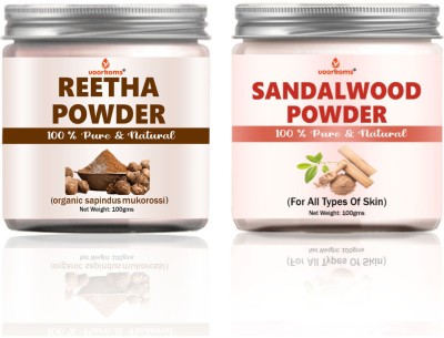 voorkoms Reetha With Sandalwood 100G Each Jar For Health and Skin Care Powder(200 g)