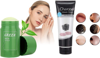 Libline AntiBlackhead Remove Charcoal Face Mask& Green Tea Purifying Clay Mask(170 ml)
