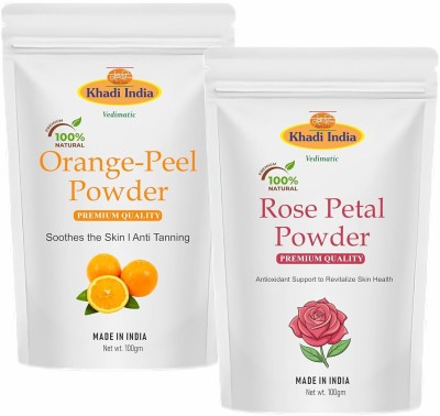 vedimatic Khadi Herbals Rose Petal Powder & Orange Peel Powder For Deep Clean, Pimple Free(200 g)