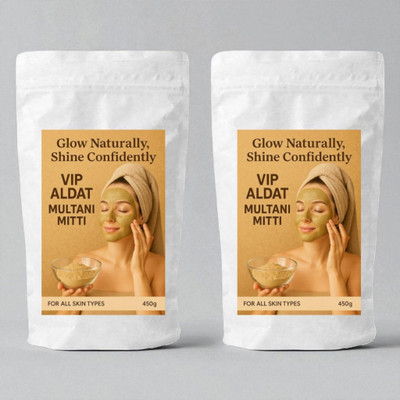 VIP ALDAT Multani Mitti Herbal Glow Fresh Skin Brightness Radiance Natural Pack 2 (2×450g)(900 g)