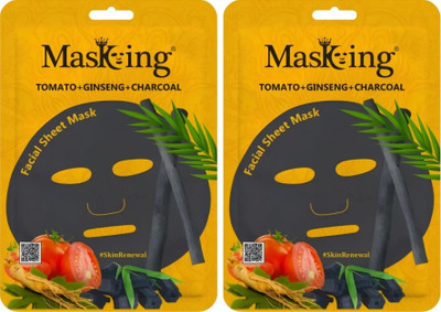 MasKing Diva Tomato, Ginseng & Charcoal Facial Sheet Mask Pack Of 2(50 ml)