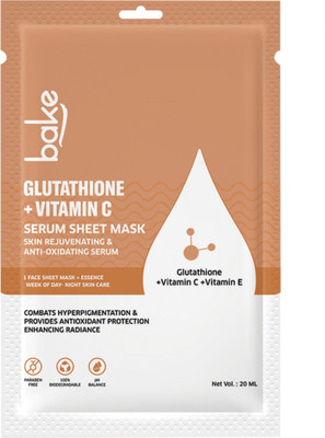 Bake Glutathione Sheet Mask for Glowing Skin & Skin Brightening with Vitamin C(20 ml)